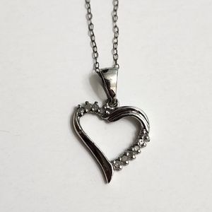 Diamond Heart Petite Necklace Sterling Silver